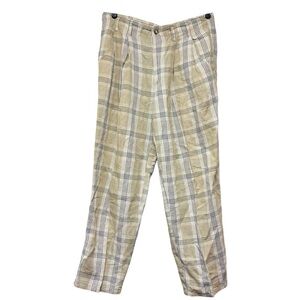Vintage Benetton Plaid Linen Blend Trousers
